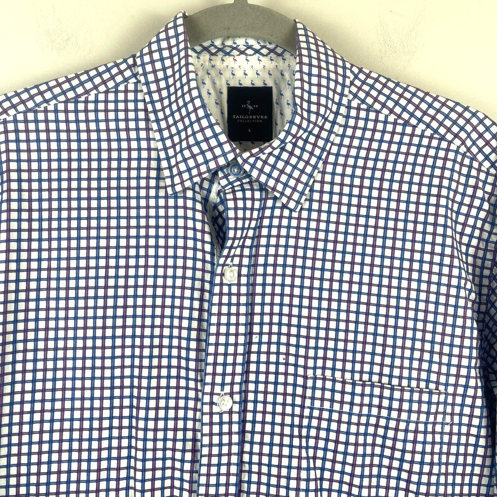 Tailorbyrd Button Up Shirt Men Large Multi Check Long Sleeve Classic Career Work